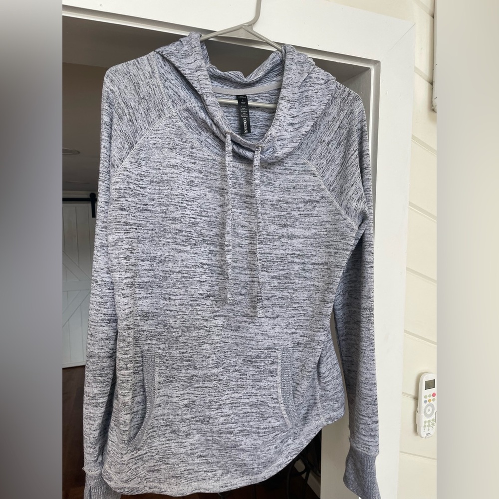 90 Degree By Reflex Heathered Gray Cowl Neck Sweater